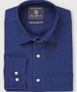 Regular Fit Cobalt Linen Popover Shirt