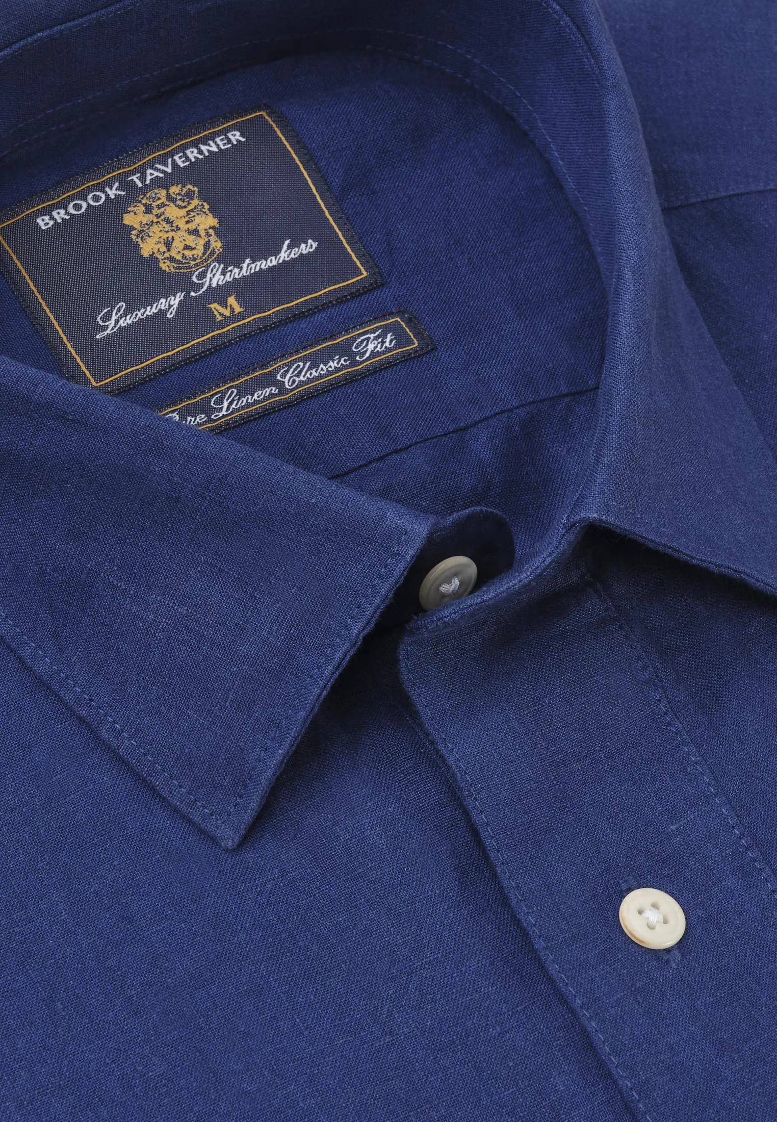 Regular Fit Cobalt Linen Popover Shirt - Image 2