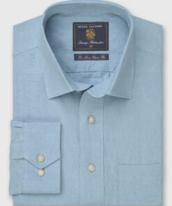 Regular Fit Turquoise Linen Popover Shirt