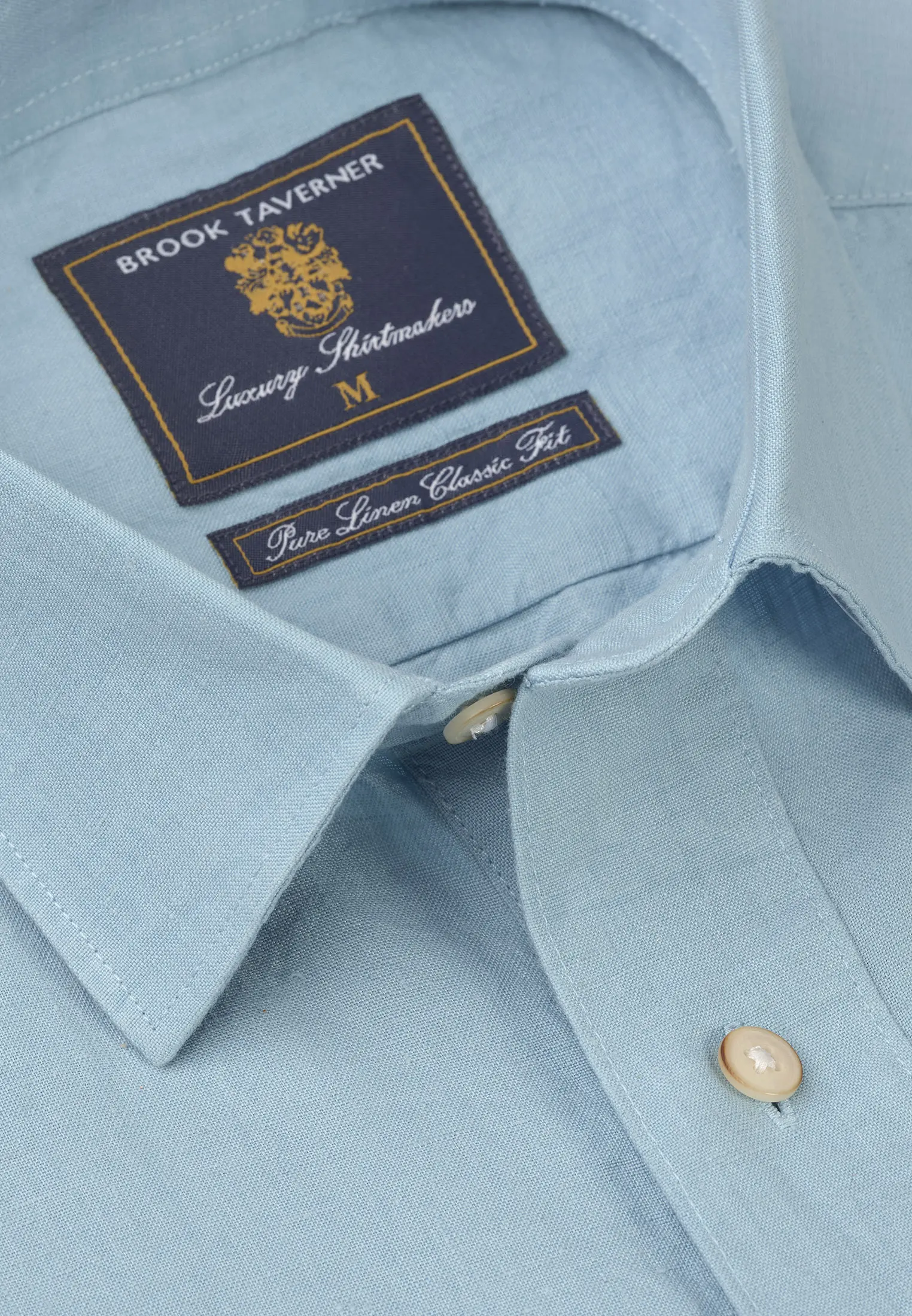 Regular Fit Turquoise Linen Popover Shirt - Image 2