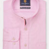 Regular Fit Pink Stretch Cotton Oxford Grandad Collar Shirt