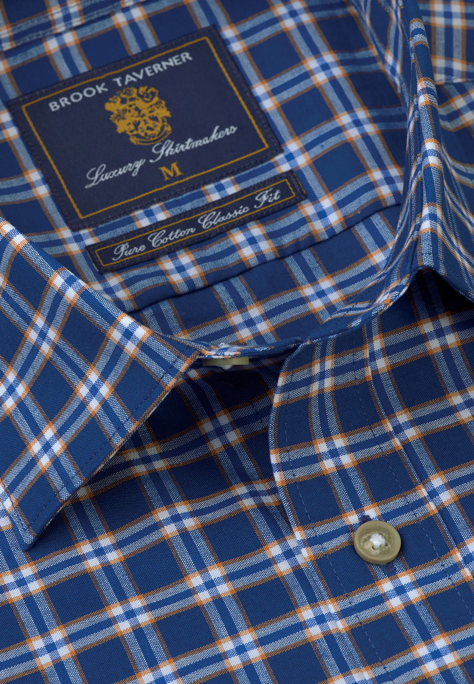 Tailored Fit Blue Check Cotton Oxford Shirt - Image 2