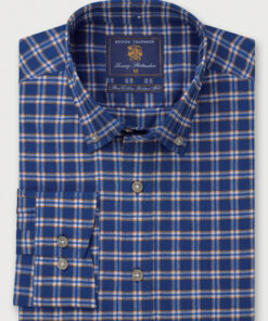 Tailored Fit Blue Check Cotton Oxford Shirt