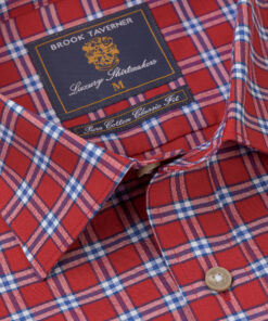 Alternative view of Tailored Fit Red Check Cotton Oxford Shirt