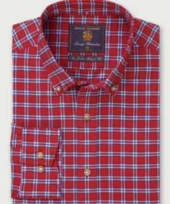 Tailored Fit Red Check Cotton Oxford Shirt