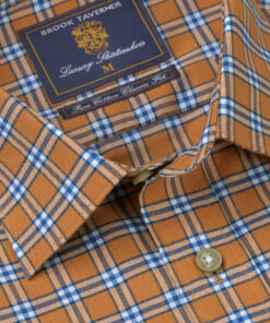 Alternative view of Tailored Fit Gold Check Cotton Oxford Shirt