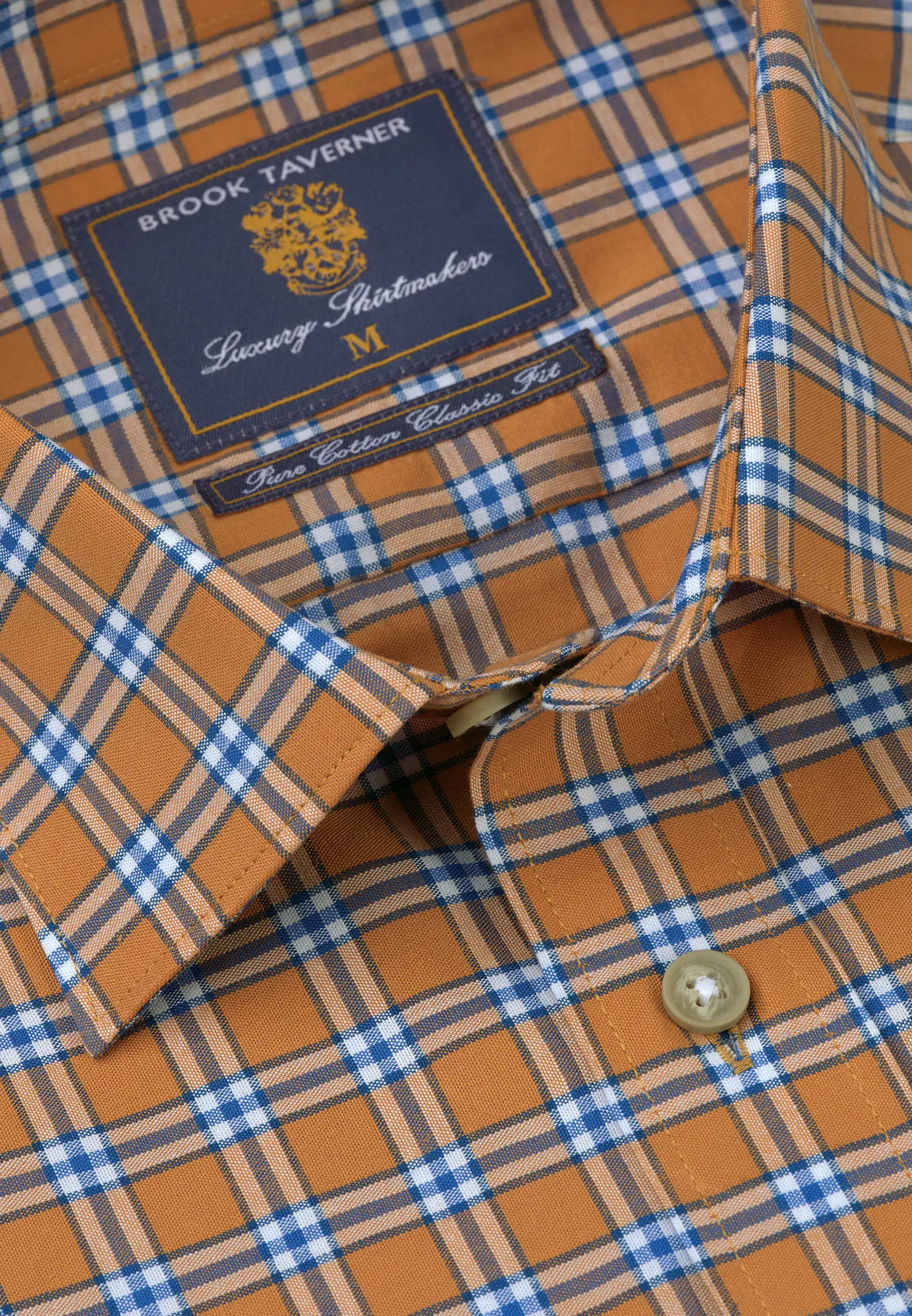Tailored Fit Gold Check Cotton Oxford Shirt - Image 2