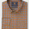 Tailored Fit Gold Check Cotton Oxford Shirt