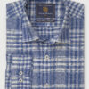Tailored Fit Ecru and Blue Check Linen Cotton Shirt