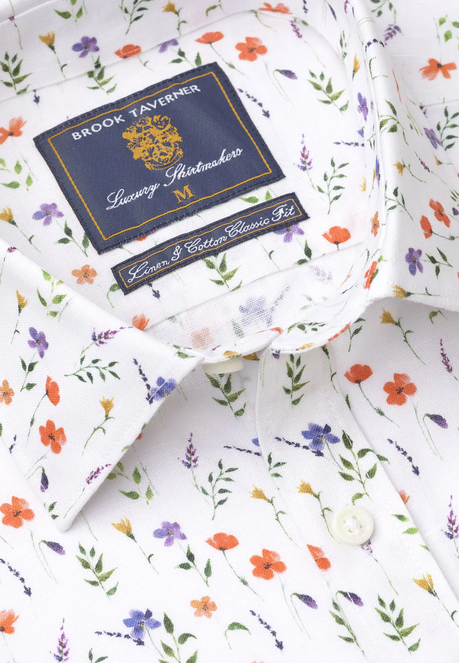 Tailored Fit Wild Flower Print Linen Cotton Shirt - Image 2