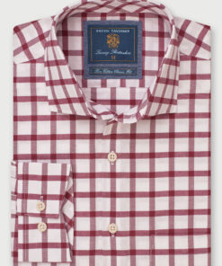 Regular Fit Wine Check Cotton Oxford Shirt