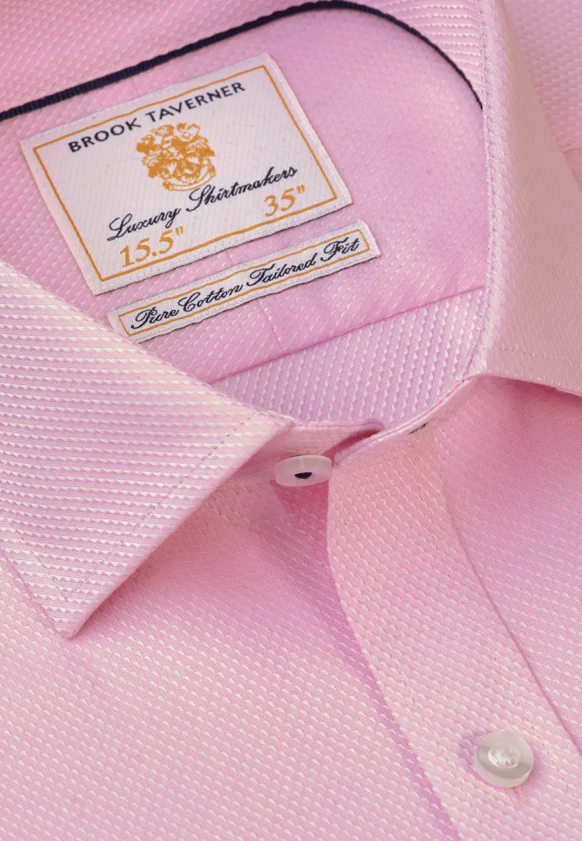 Tailored Fit Pink Double Cuff Shirt - Image 2