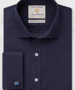 Tailored Fit Navy Double Cuff Shirt