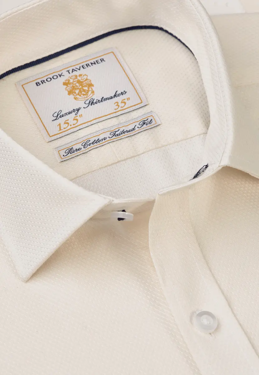 Tailored Fit Cream Double Cuff Shirt - Image 2