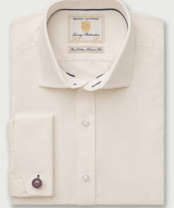 Tailored Fit Cream Double Cuff Shirt