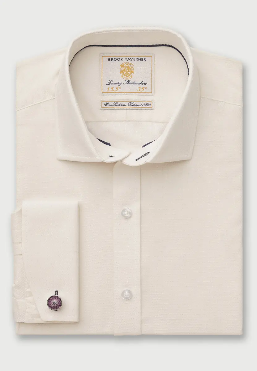 Tailored Fit Cream Double Cuff Shirt