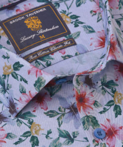Alternative view of Regular Fit Ice Blue Floral Print Cotton Shirt