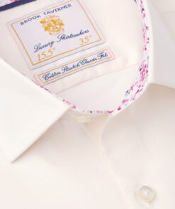 Alternative view of Tailored Fit Ivory Herringbone Cotton Stretch Shirt