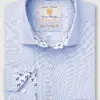 Regular Fit Sky Blue Herringbone Cotton Stretch Shirt