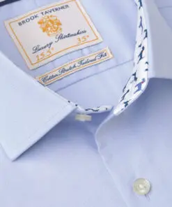 Alternative view of Tailored Fit Sky Blue Herringbone Cotton Stretch Shirt