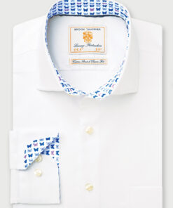 Regular Fit White Herringbone Cotton Stretch Shirt