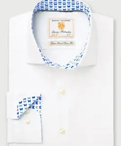 Regular Fit White Herringbone Cotton Stretch Shirt