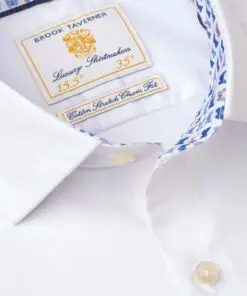 Alternative view of Tailored Fit White Herringbone Cotton Stretch Shirt