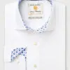 Tailored Fit White Herringbone Cotton Stretch Shirt