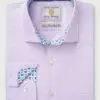 Tailored Fit Lilac Herringbone Cotton Stretch Shirt