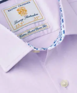 Alternative view of Tailored Fit Lilac Herringbone Cotton Stretch Shirt