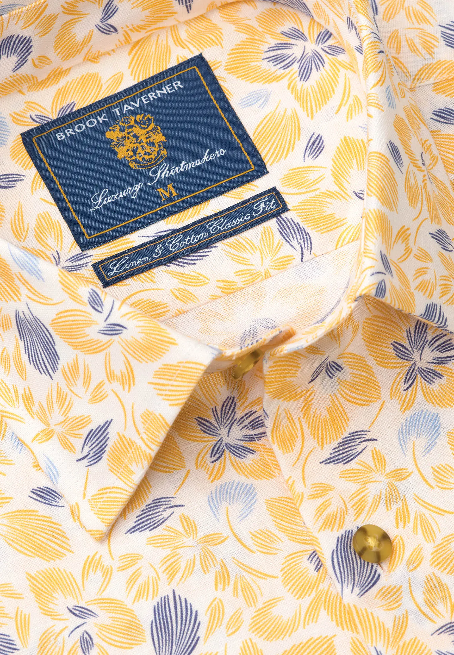 Regular Fit Lemon Print Linen Cotton Short Sleeve Shirt - Image 2