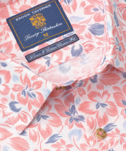 Alternative view of Regular Fit Rose Floral Print Linen Cotton Short Sleeve Shirt