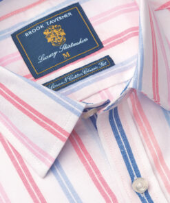 Alternative view of Regular Fit Rose Stripe Linen Cotton Short Sleeve Shirt