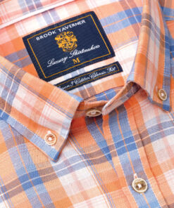 Alternative view of Regular Fit Apricot Check Linen Cotton Shirt