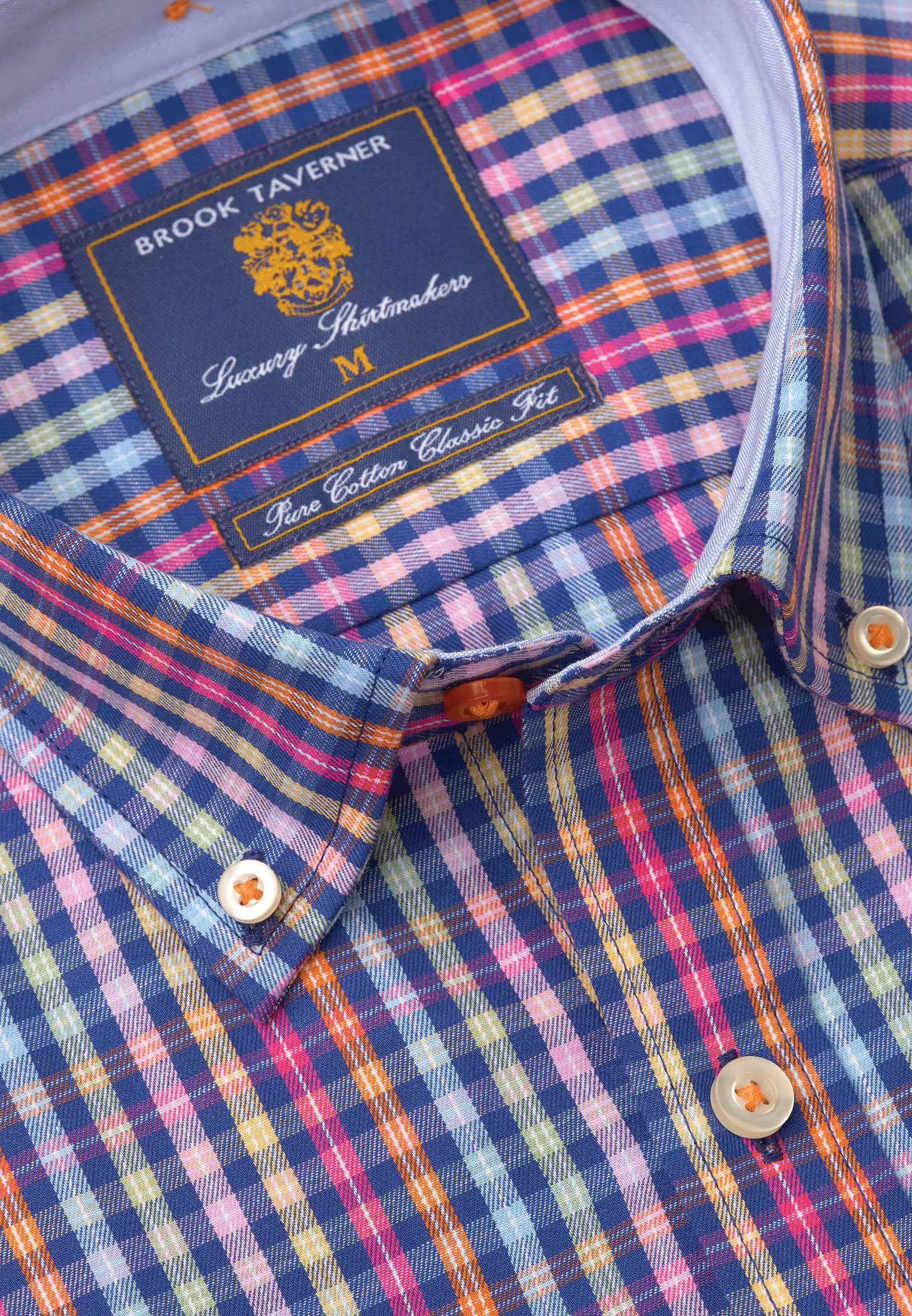 Regular Fit Navy Check Cotton Short Sleeve Shirt - Image 2