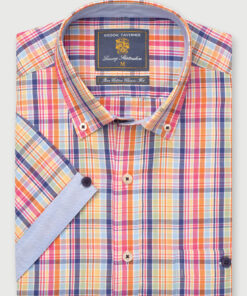 Regular Fit Multicoloured Check Cotton Short Sleeve Shirt