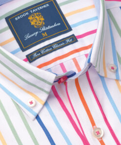 Alternative view of Regular Fit White Stripe Cotton Short Sleeve Shirt