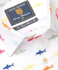 Alternative view of Regular Fit White with Sharks Cotton Short Sleeve Shirt