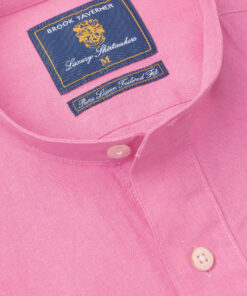 Alternative view of Tailored Fit Rose Linen Grandad Collar Popover Shirt