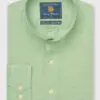 Tailored Fit Mint Linen Grandad Collar Popover Shirt