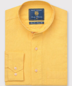 Tailored Fit Lemon Grandad Collar Popover Shirt