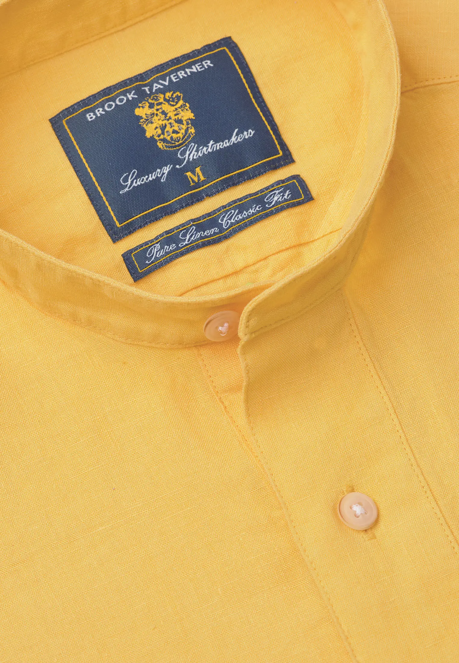 Tailored Fit Lemon Grandad Collar Popover Shirt - Image 2