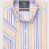 Regular Fit Stripe Seersucker Cotton Short Sleeve Shirt