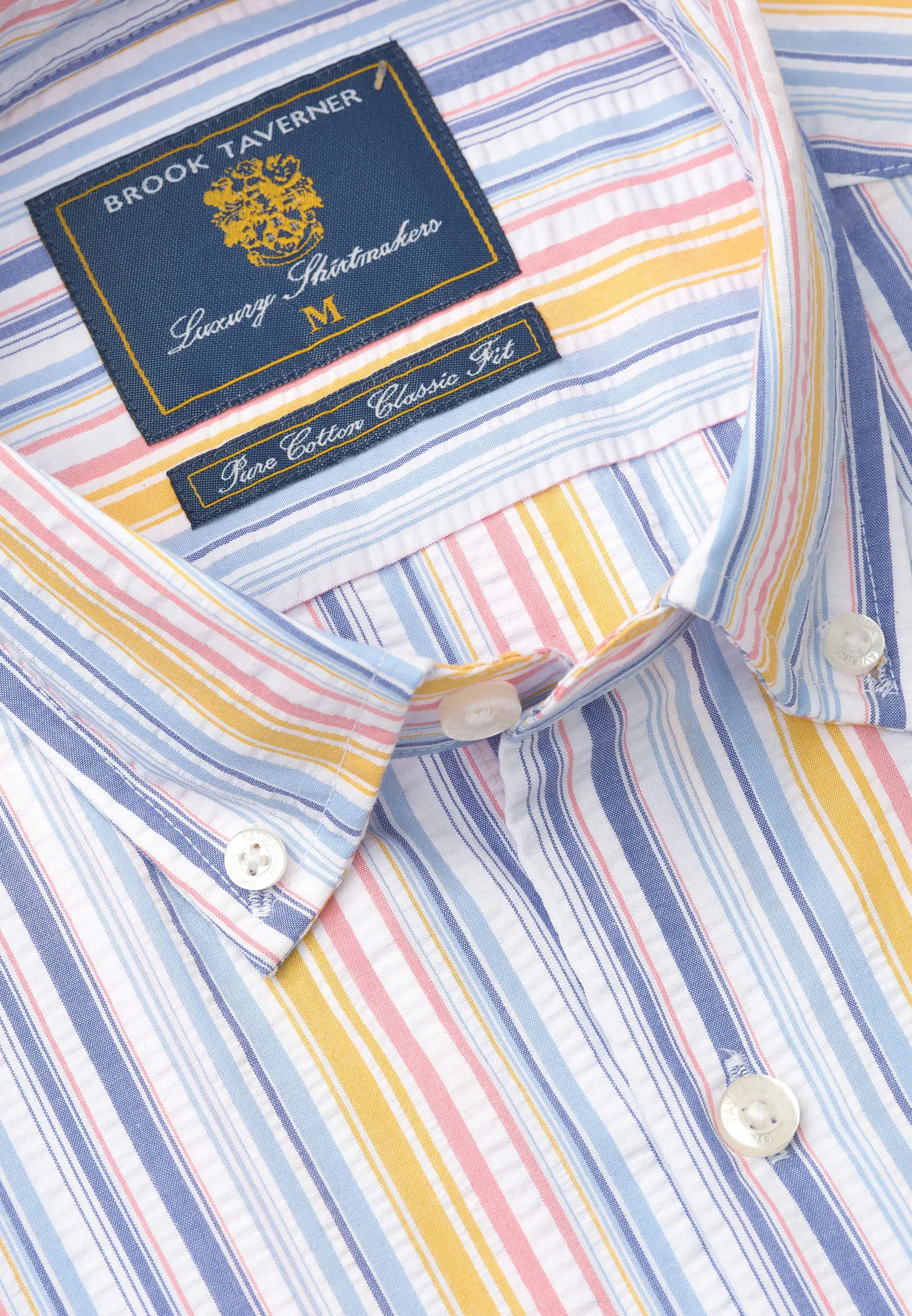 Regular Fit Stripe Seersucker Cotton Short Sleeve Shirt - Image 2
