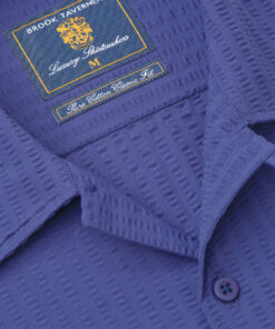 Alternative view of Regular Fit Blue Seersucker Cotton Short Sleeve Shirt