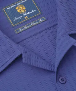 Alternative view of Regular Fit Blue Seersucker Cotton Short Sleeve Shirt