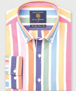 Regular Fit Multicoloured Stripe Cotton Shirt