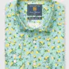 Regular Fit Mint Green with Lemons Print Cotton Shirt