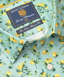 Alternative view of Regular Fit Mint Green with Lemons Print Cotton Shirt
