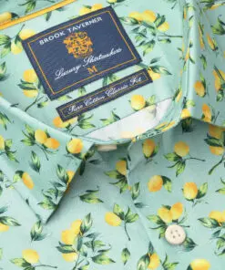 Alternative view of Tailored Fit Mint Green with Lemons Print Cotton Shirt